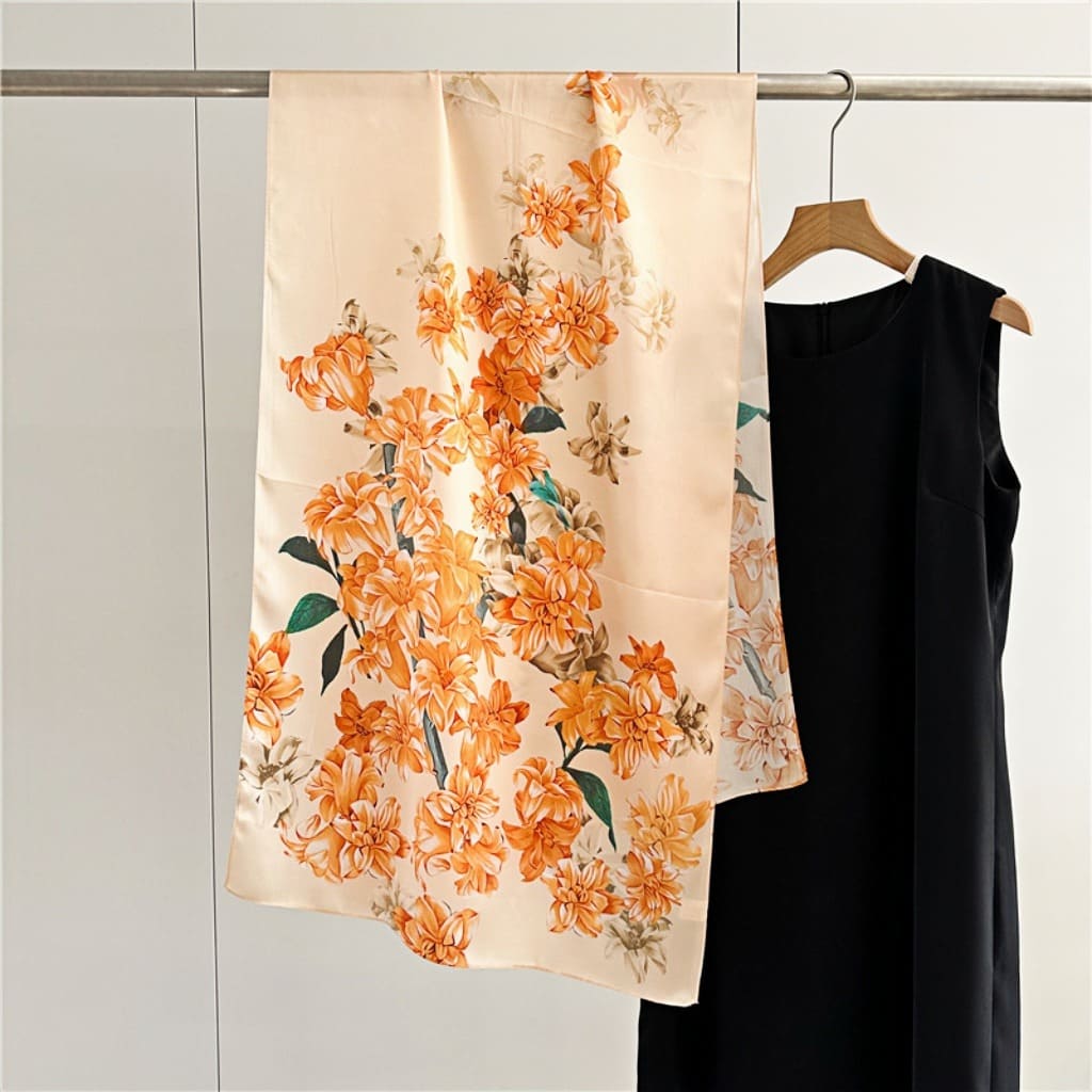 MaraSilk Pure Mulberry Silk Scarf - Oblong Crepe Satin MS602
