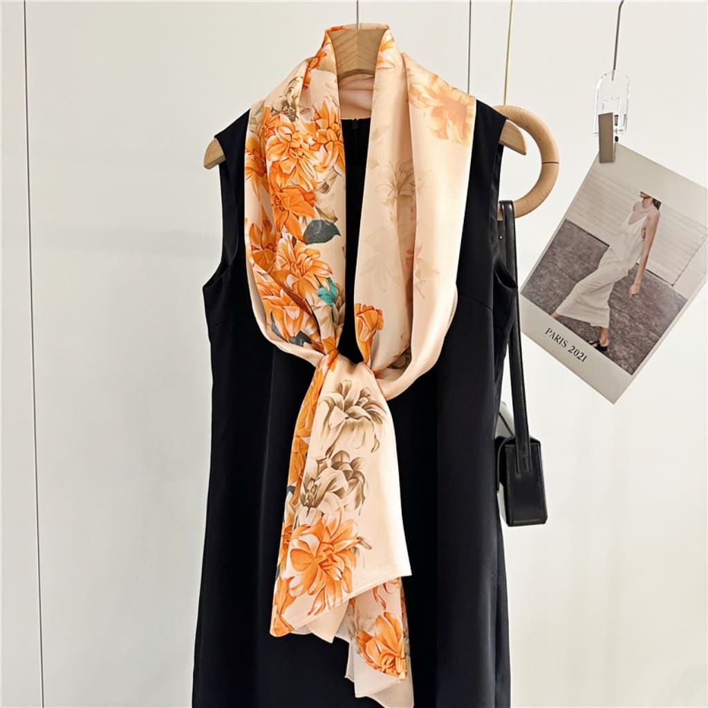 MaraSilk Pure Mulberry Silk Scarf - Oblong Crepe Satin MS602