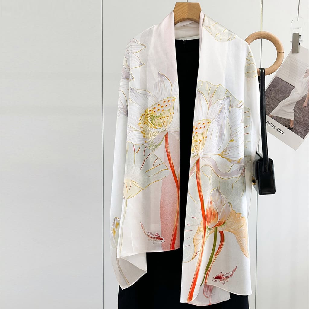 MaraSilk Pure Mulberry Silk Scarf - Oblong Crepe Satin MS602