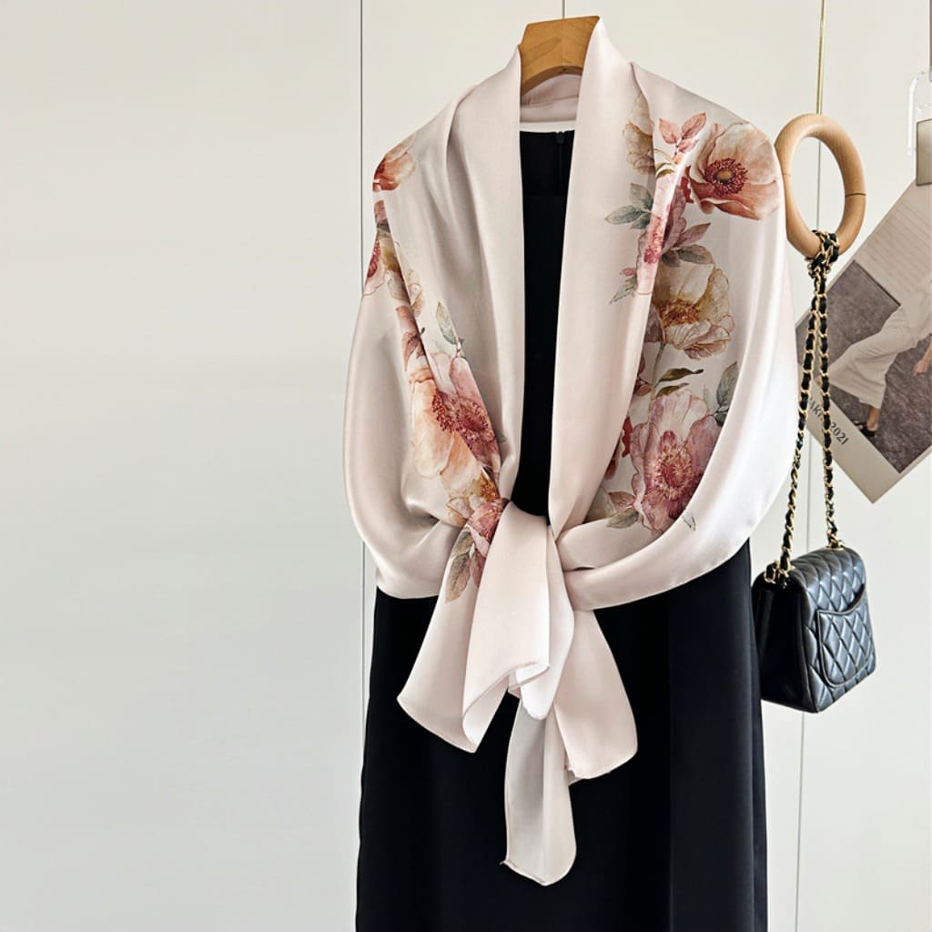 MaraSilk Pure Mulberry Silk Scarf - Oblong Crepe Satin MS603