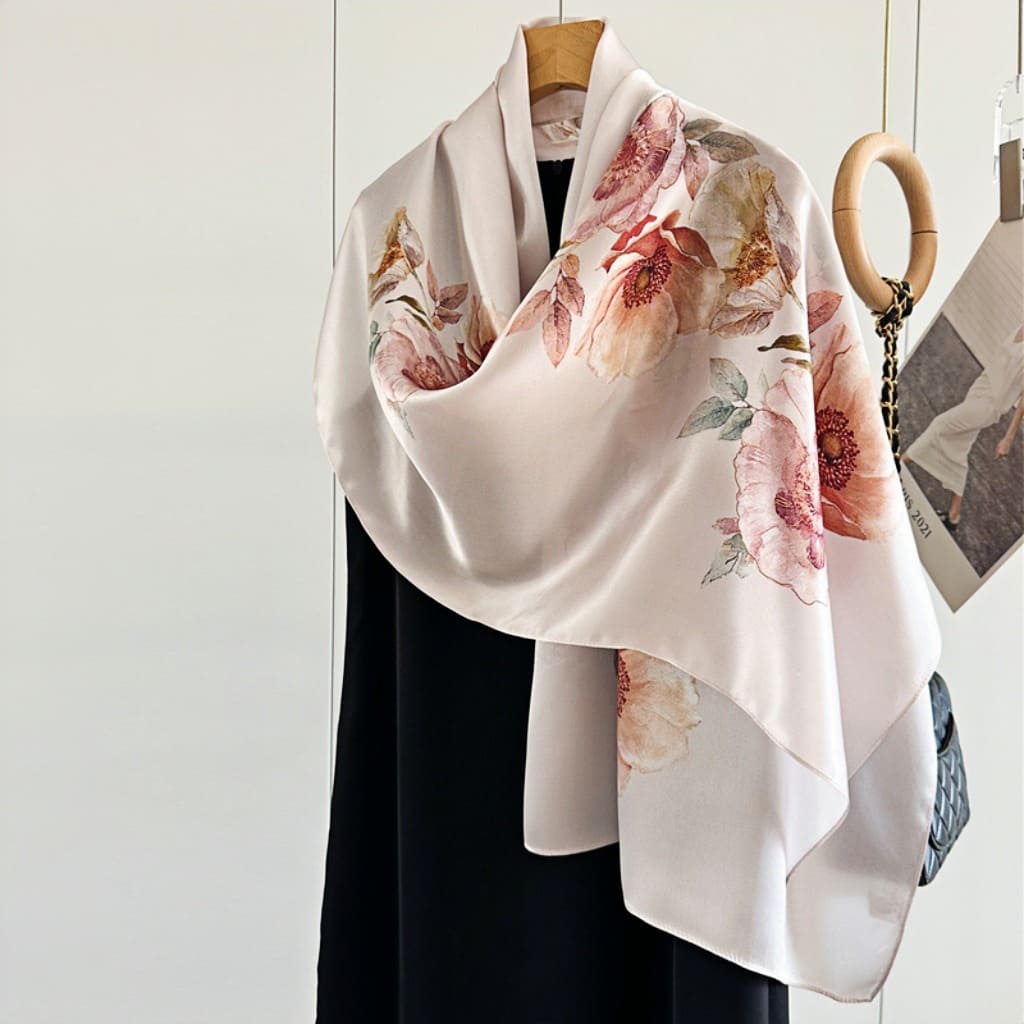MaraSilk Pure Mulberry Silk Scarf - Oblong Crepe Satin MS603