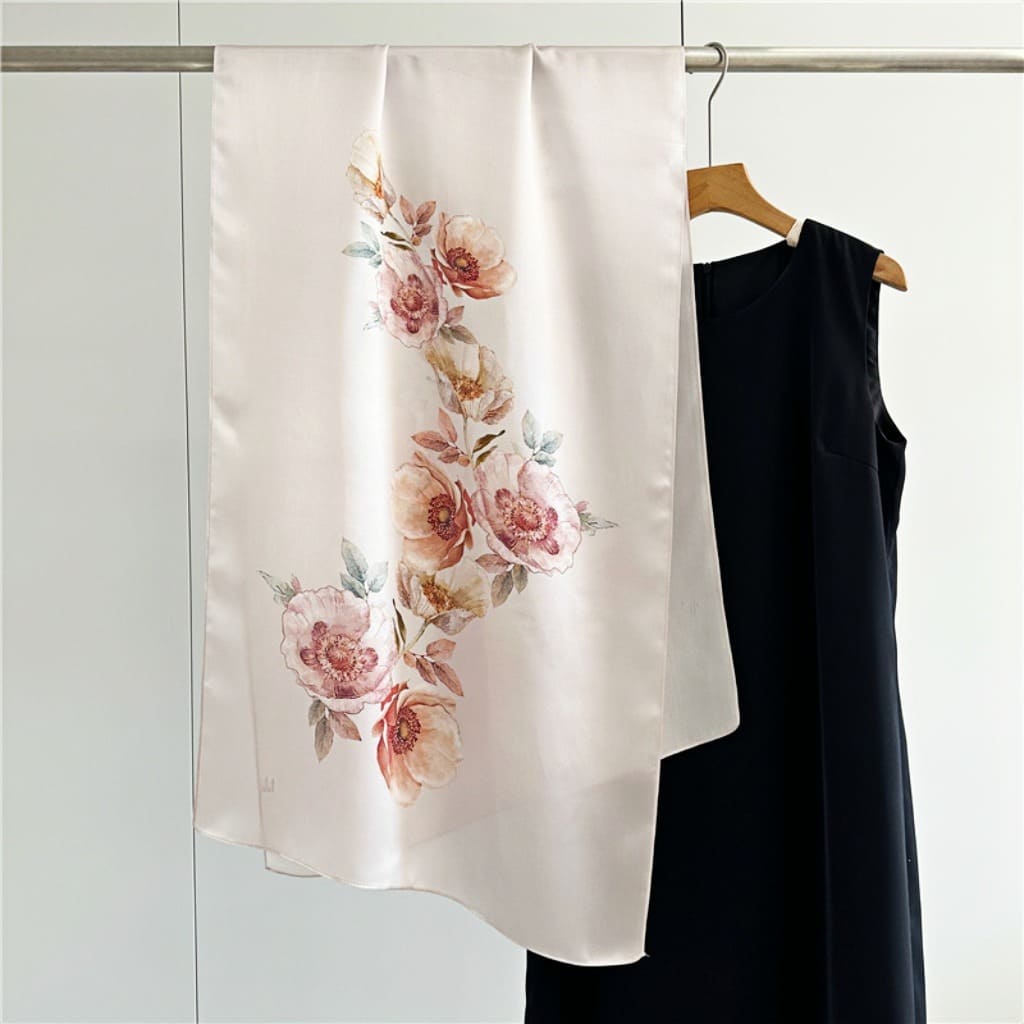 MaraSilk Pure Mulberry Silk Scarf - Oblong Crepe Satin MS603 66" x 21" MS60303