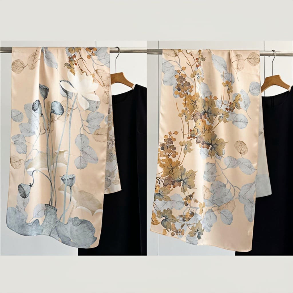 MaraSilk Pure Mulberry Silk Scarf - Oblong Crepe Satin MS603