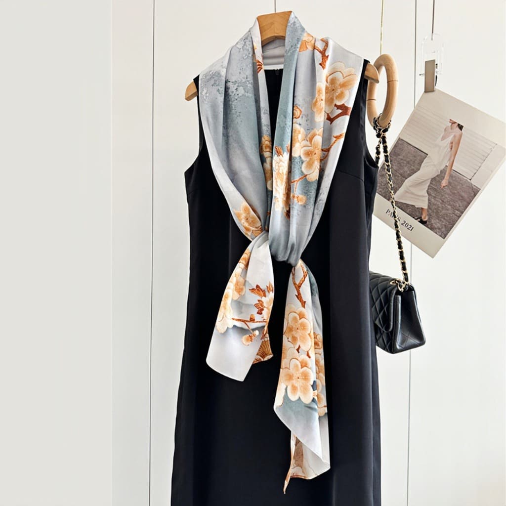 MaraSilk Pure Mulberry Silk Scarf - Oblong Crepe Satin MS603