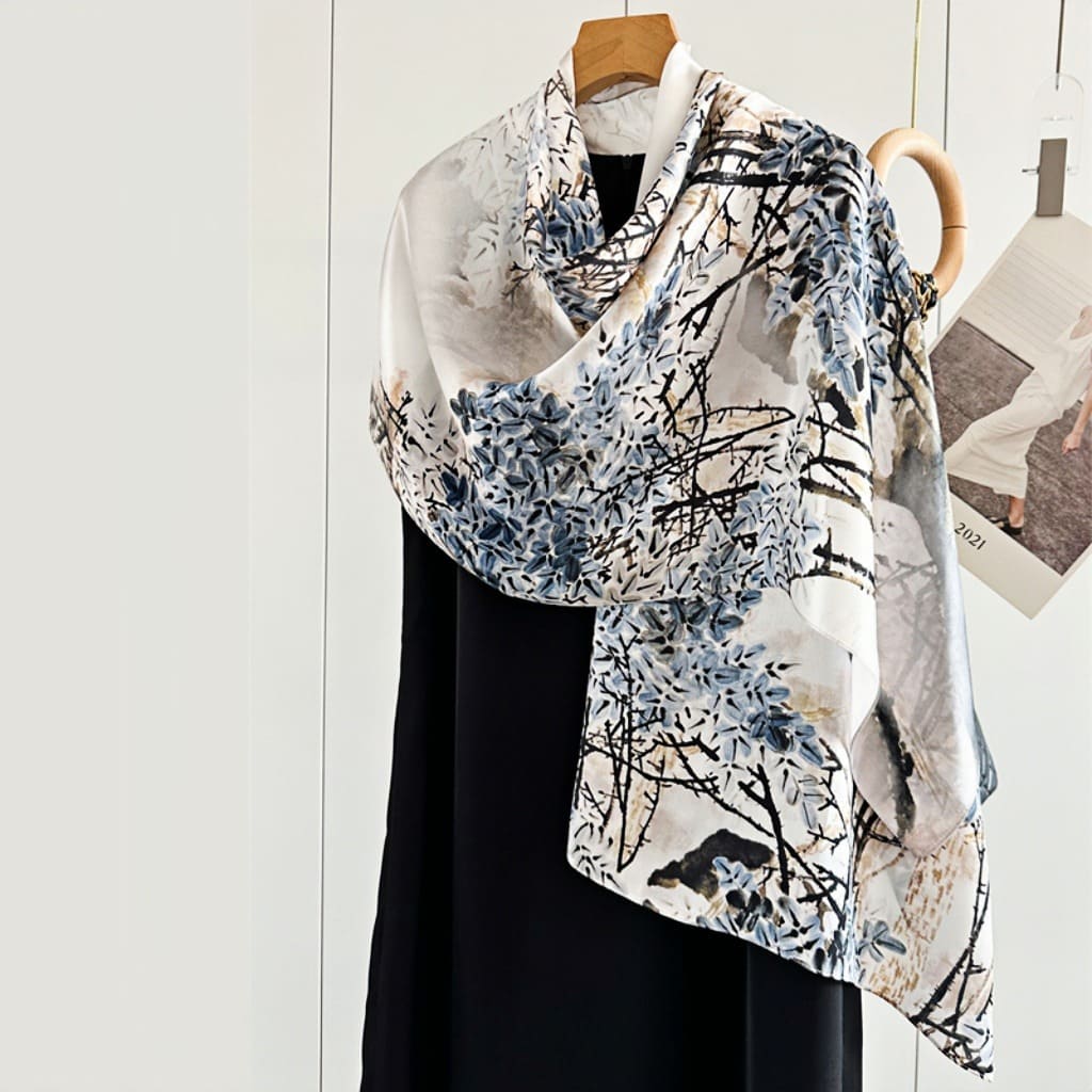 MaraSilk Pure Mulberry Silk Scarf - Oblong Crepe Satin MS603