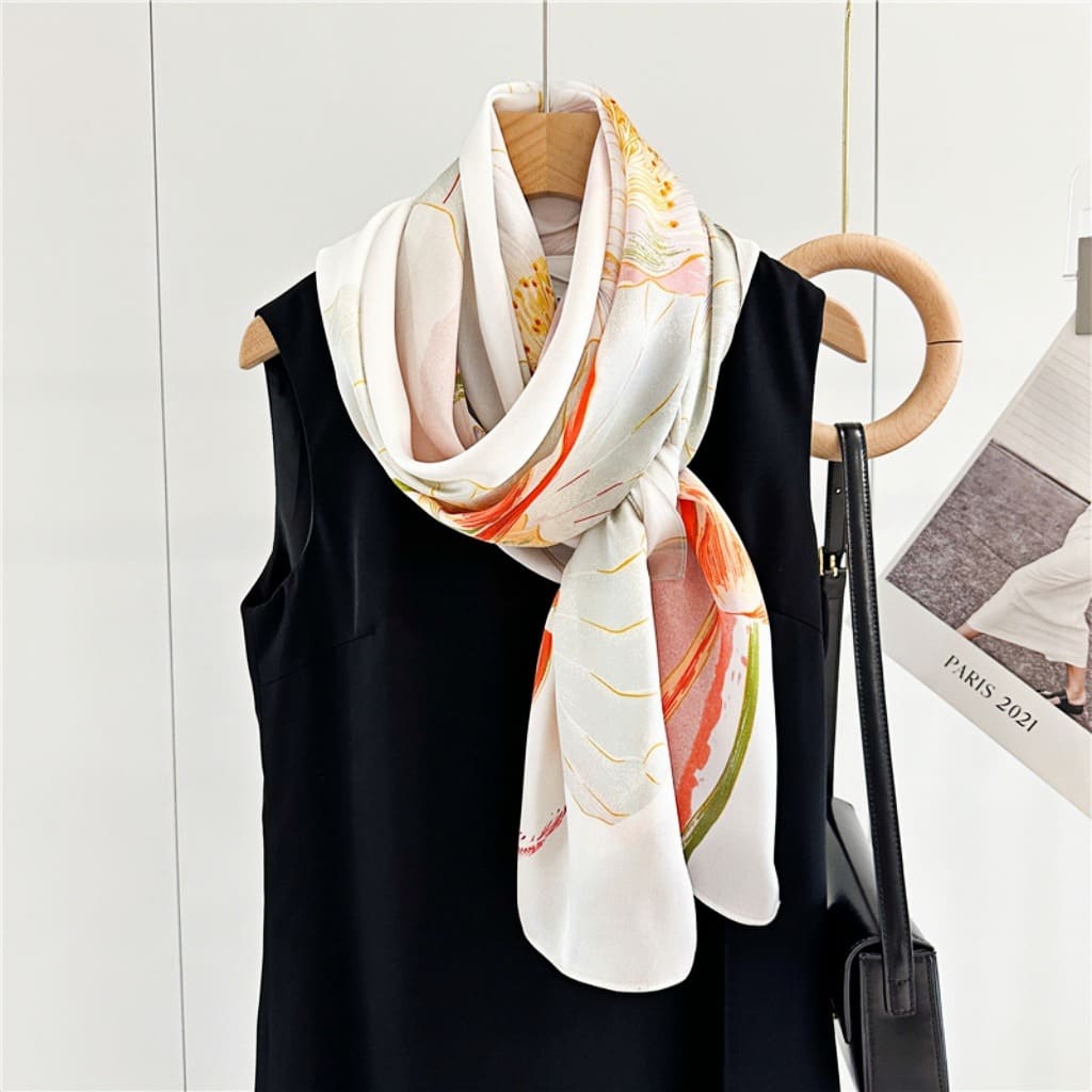 MaraSilk Pure Mulberry Silk Scarf - Oblong Crepe Satin MS608