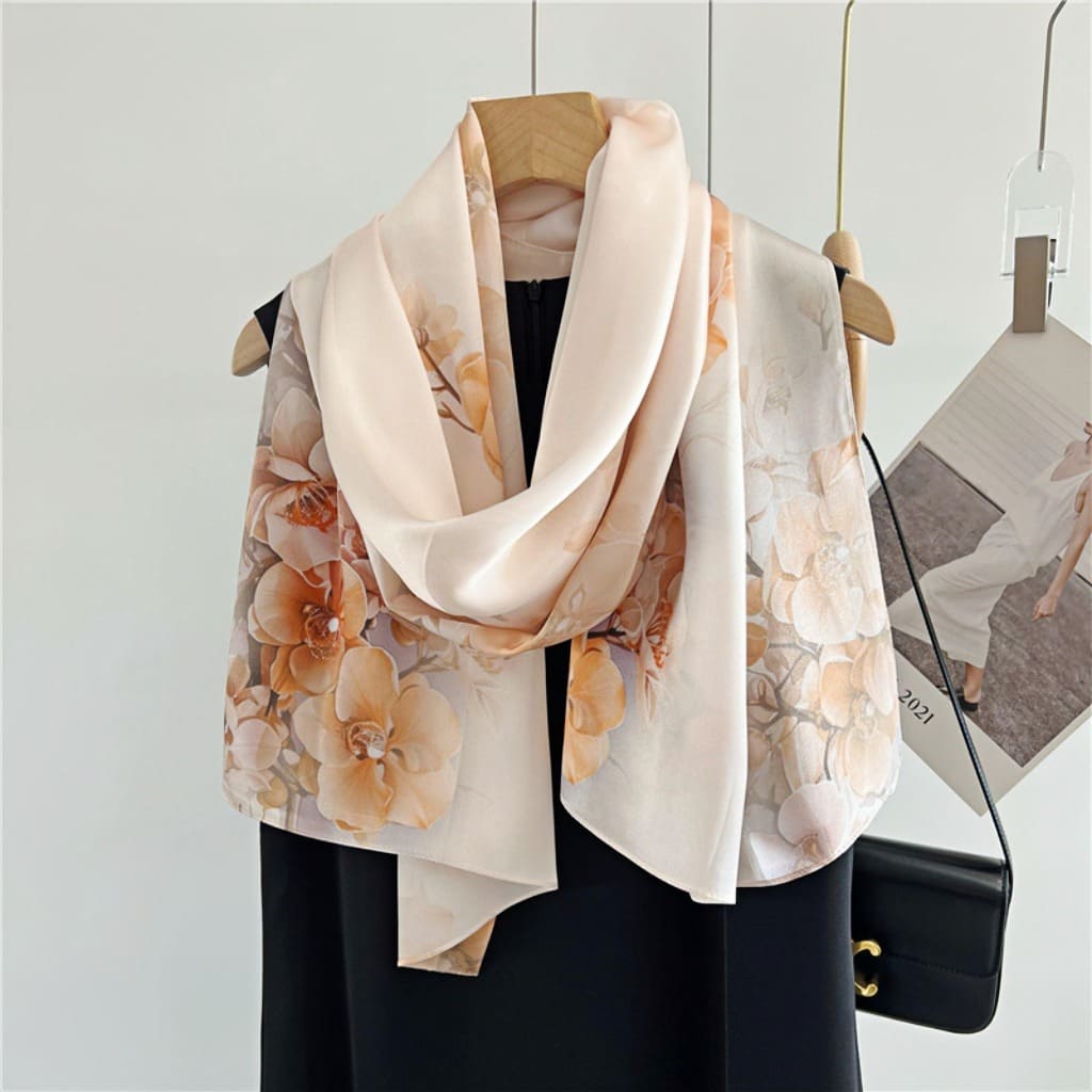 MaraSilk Pure Mulberry Silk Scarf - Oblong Crepe Satin MS611
