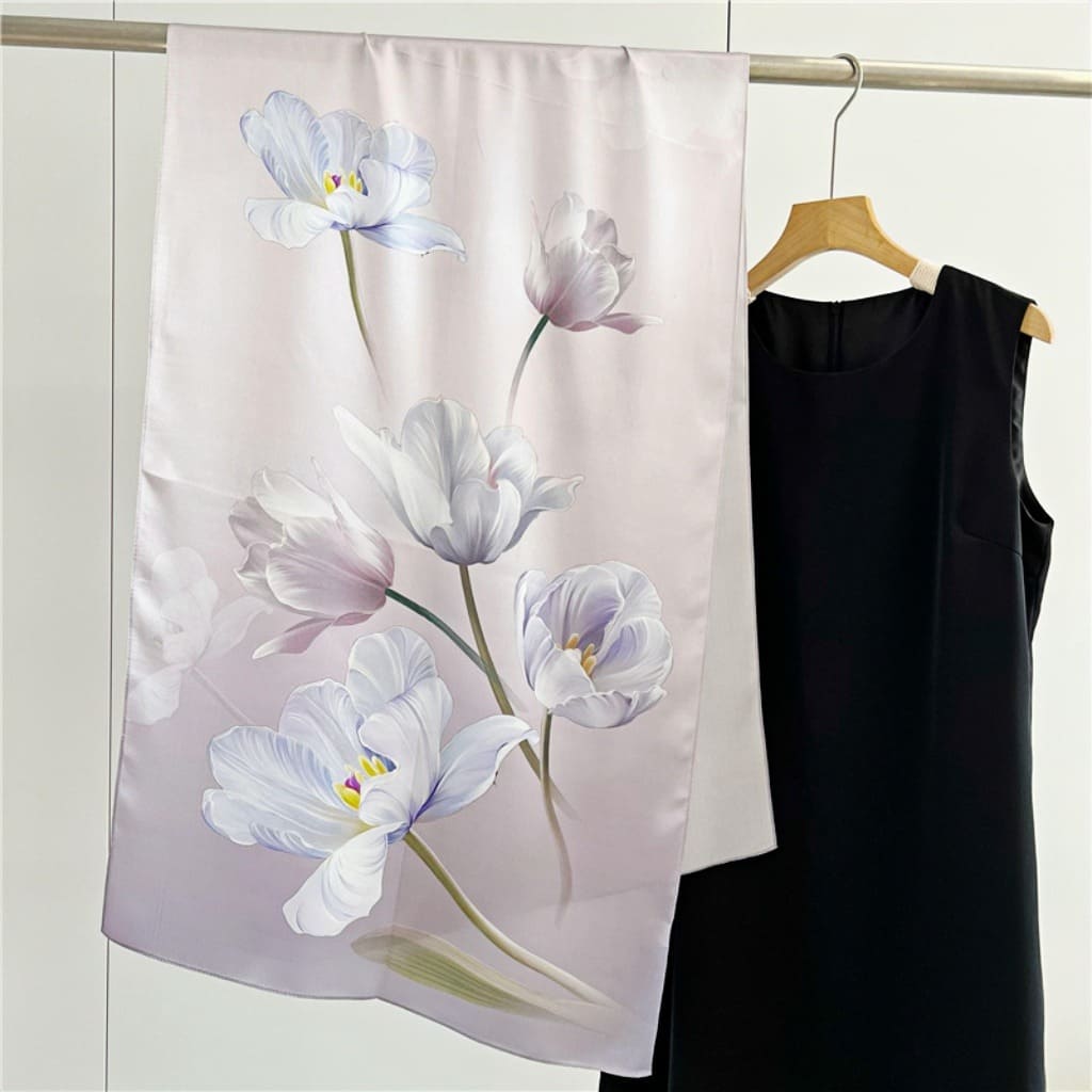 MaraSilk Pure Mulberry Silk Scarf - Oblong Crepe Satin MS614 66" x 21" MS61403