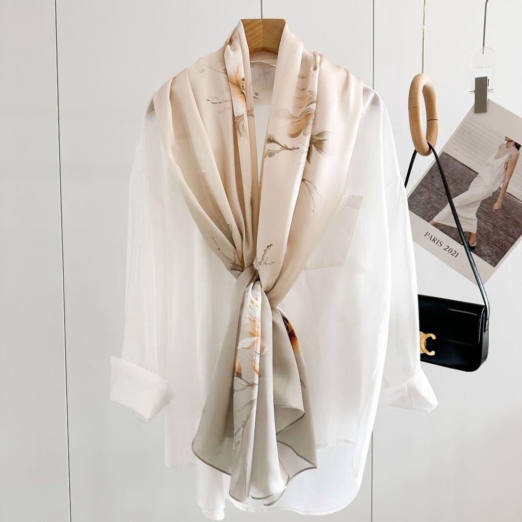 MaraSilk Pure Mulberry Silk Scarf - Oblong Crepe Satin MS616