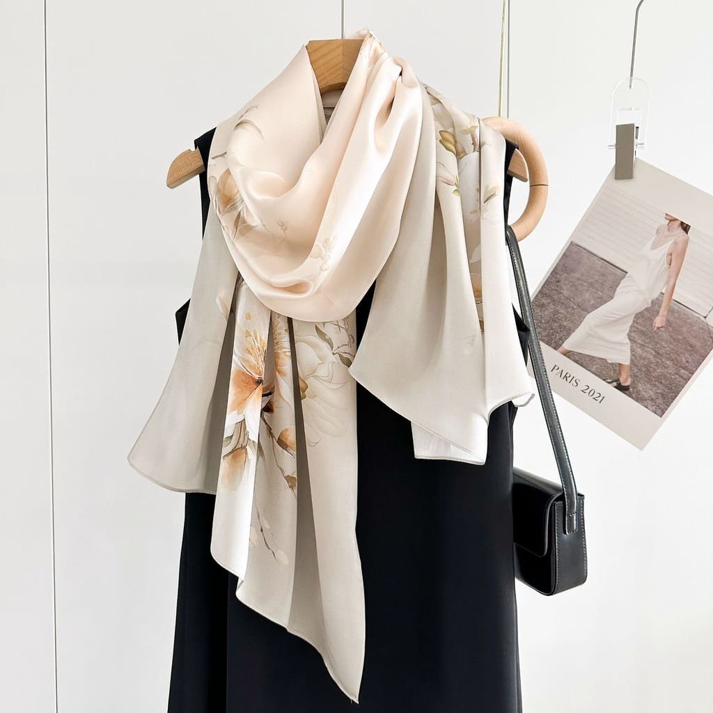 MaraSilk Pure Mulberry Silk Scarf - Oblong Crepe Satin MS616