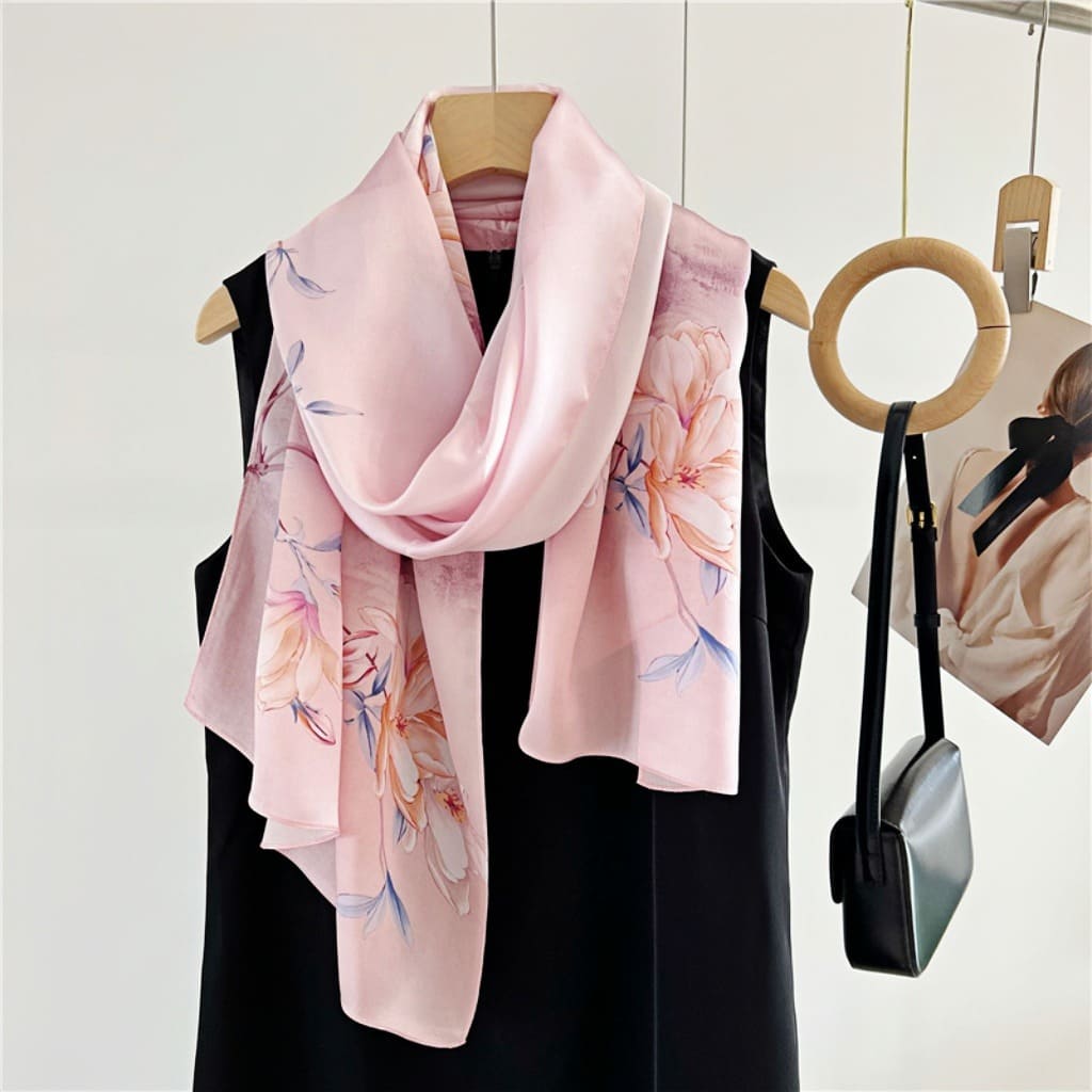 MaraSilk Pure Mulberry Silk Scarf - Oblong Crepe Satin MS617