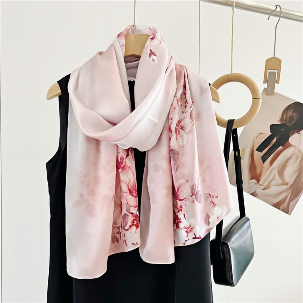 MaraSilk Pure Mulberry Silk Scarf - Oblong Crepe Satin MS617