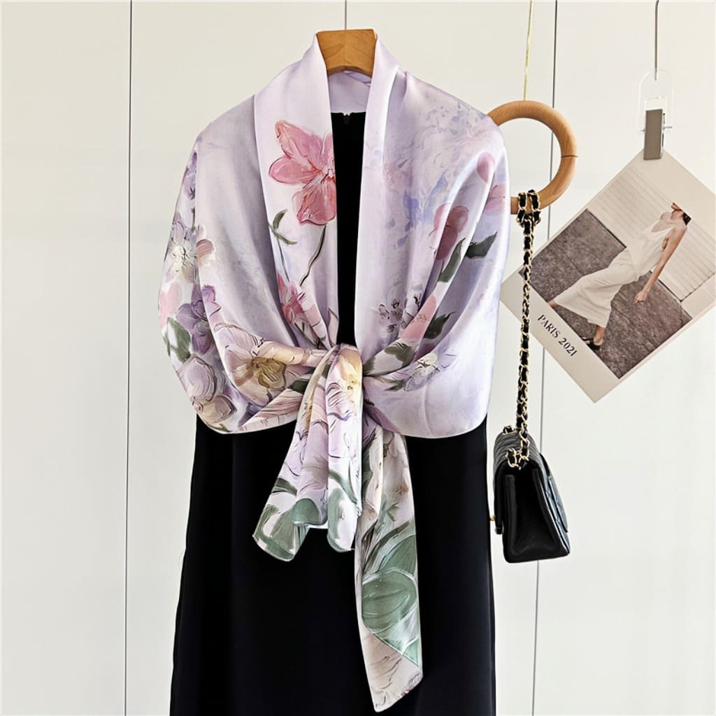 MaraSilk Pure Mulberry Silk Scarf - Oblong Crepe Satin MS618