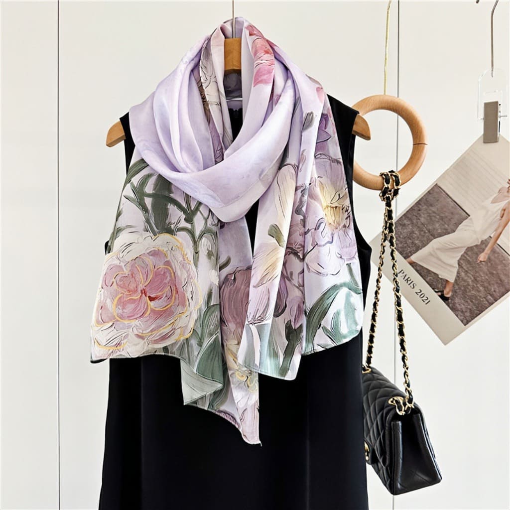 MaraSilk Pure Mulberry Silk Scarf - Oblong Crepe Satin MS618