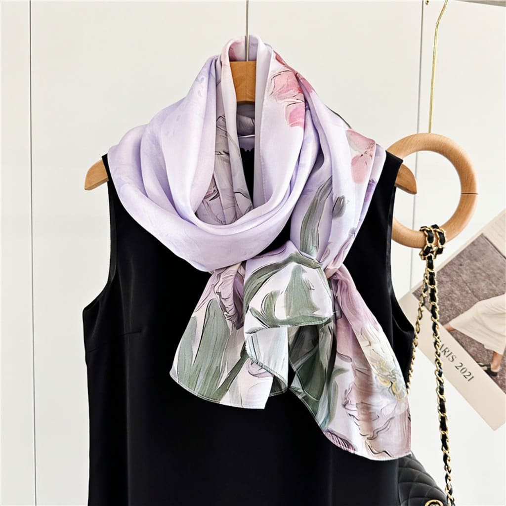 MaraSilk Pure Mulberry Silk Scarf - Oblong Crepe Satin MS618
