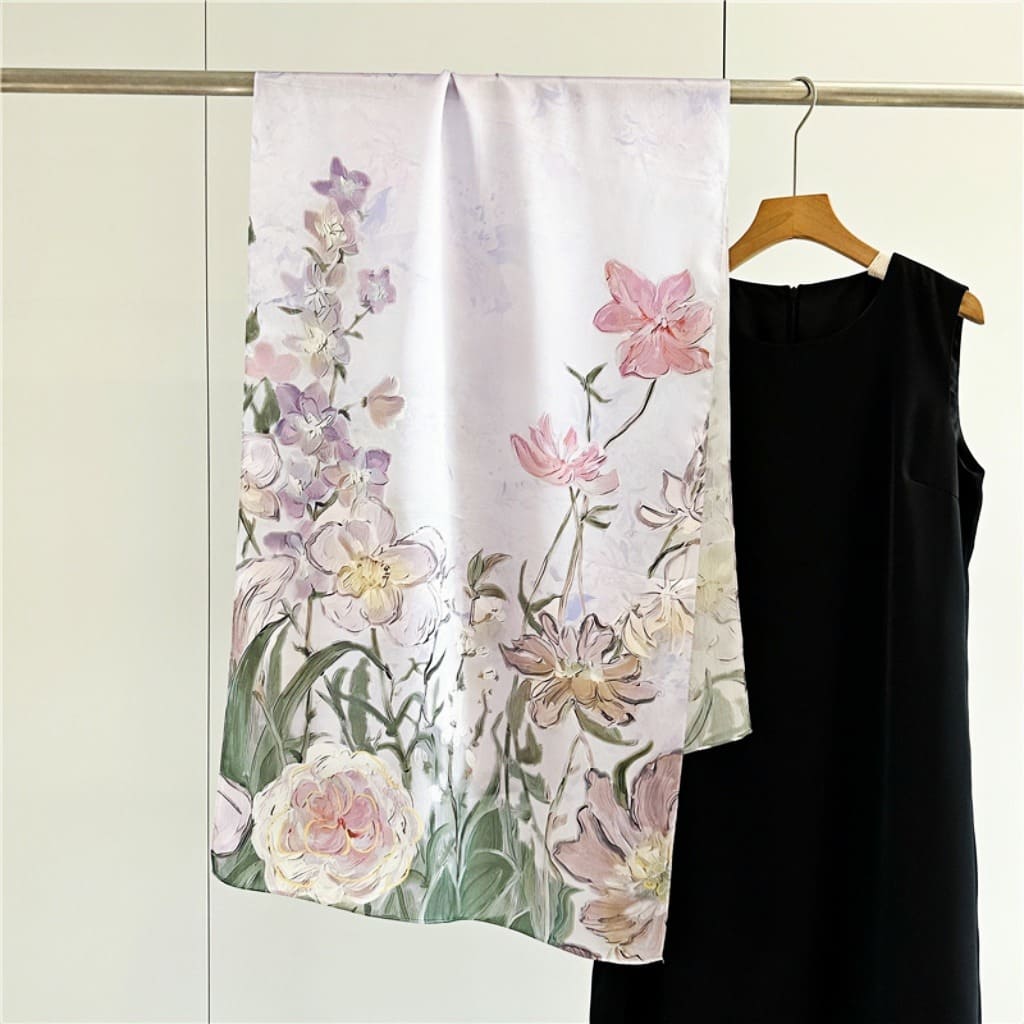 MaraSilk Pure Mulberry Silk Scarf - Oblong Crepe Satin MS618 66" x 21" MS61802