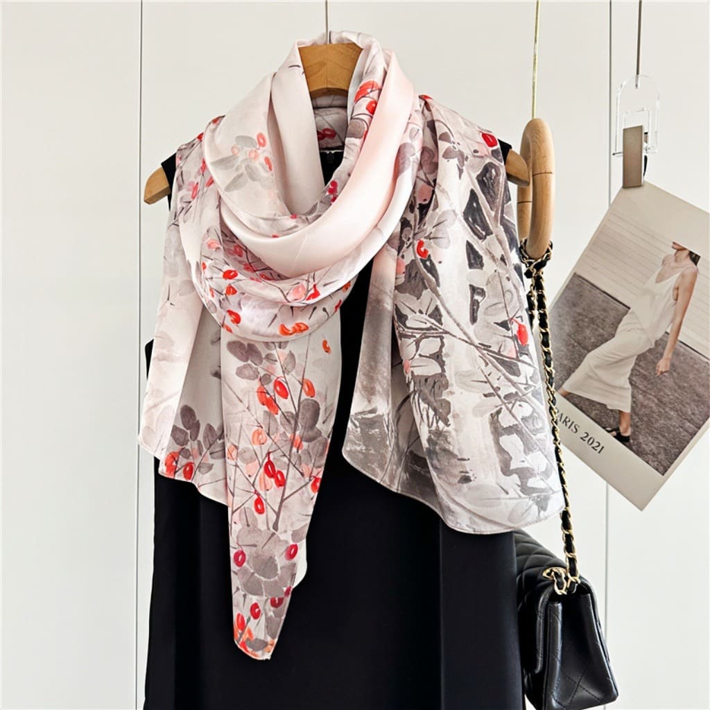 MaraSilk Pure Mulberry Silk Scarf - Oblong Crepe Satin MS627 66" x 21" MS62701