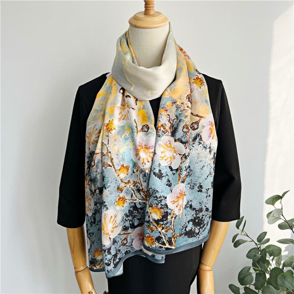 MaraSilk Pure Mulberry Silk Scarf - Oblong Crepe Satin MS630