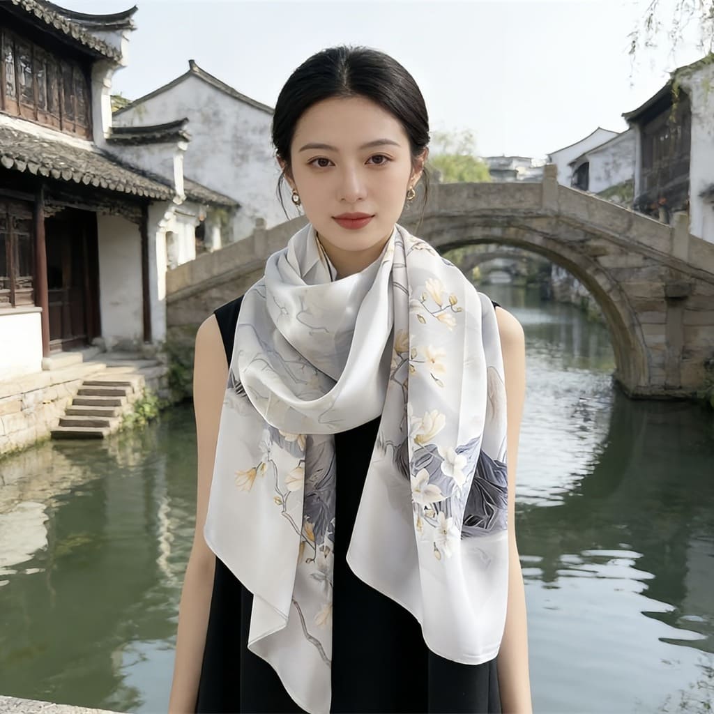 MaraSilk Pure Mulberry Silk Scarf - Oblong Crepe Satin MS830