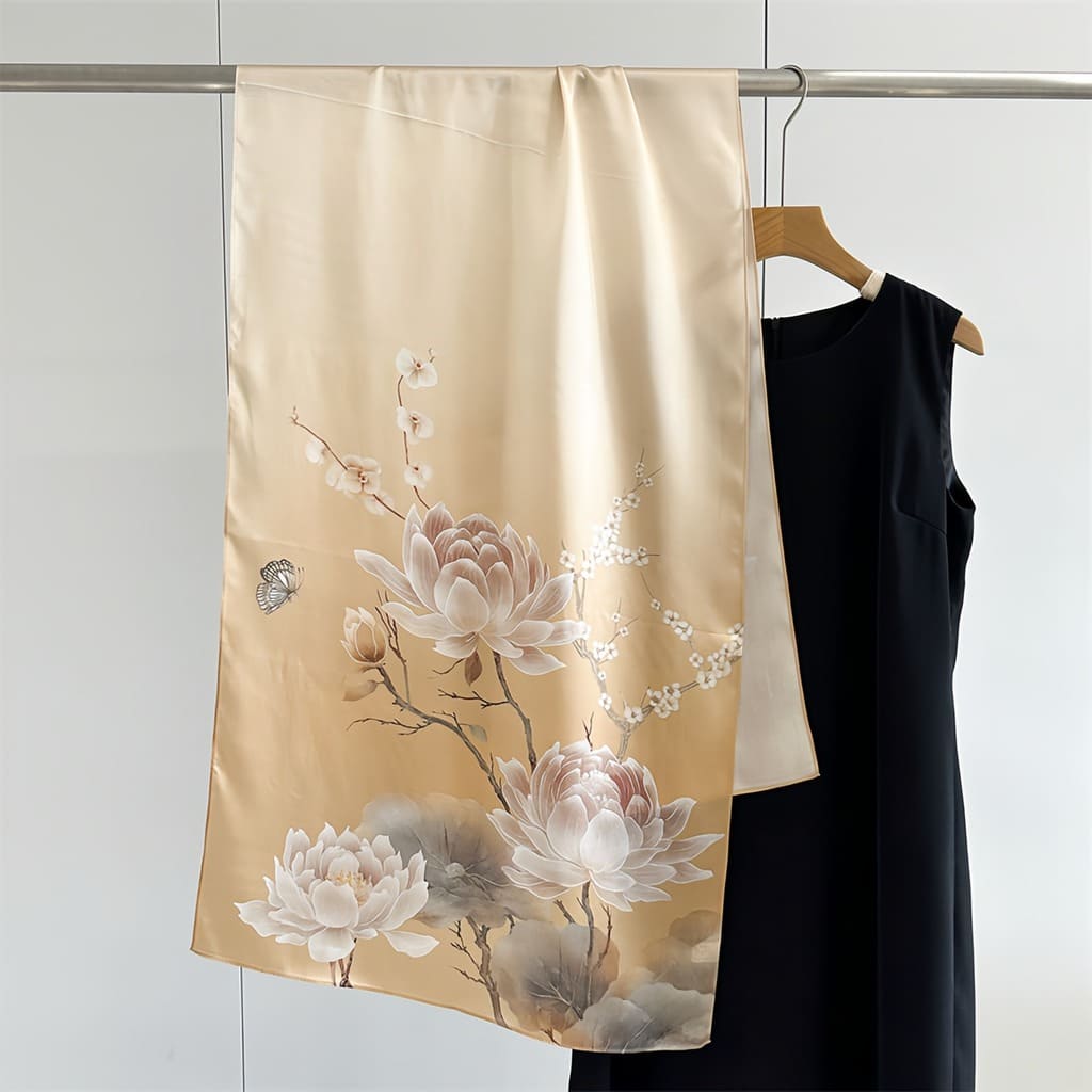 MaraSilk Pure Mulberry Silk Scarf - Oblong Crepe Satin MS830