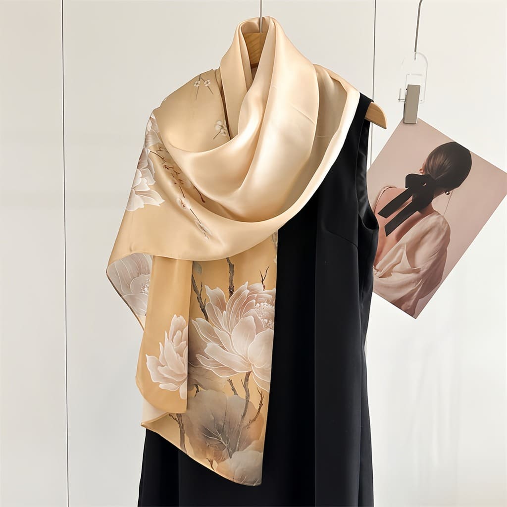 MaraSilk Pure Mulberry Silk Scarf - Oblong Crepe Satin MS830