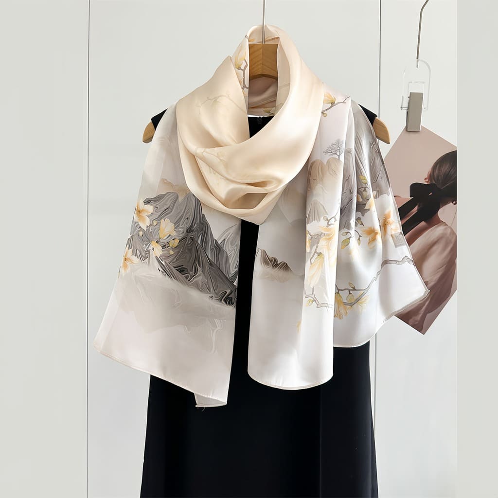 MaraSilk Pure Mulberry Silk Scarf - Oblong Crepe Satin MS830