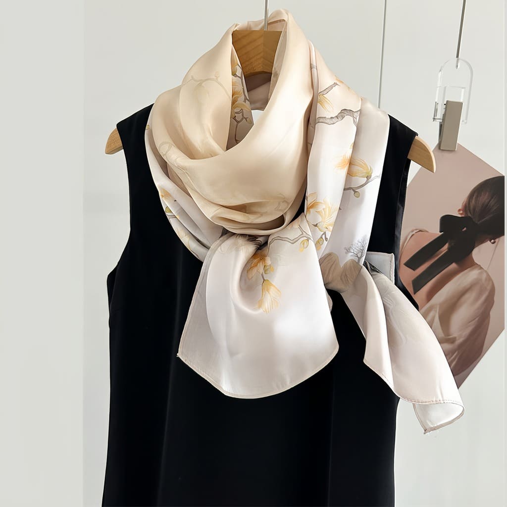 MaraSilk Pure Mulberry Silk Scarf - Oblong Crepe Satin MS830