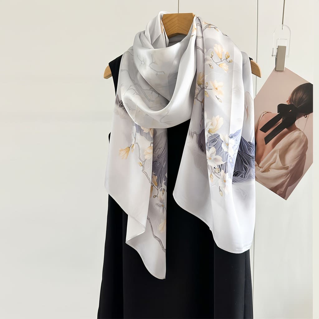 MaraSilk Pure Mulberry Silk Scarf - Oblong Crepe Satin MS830