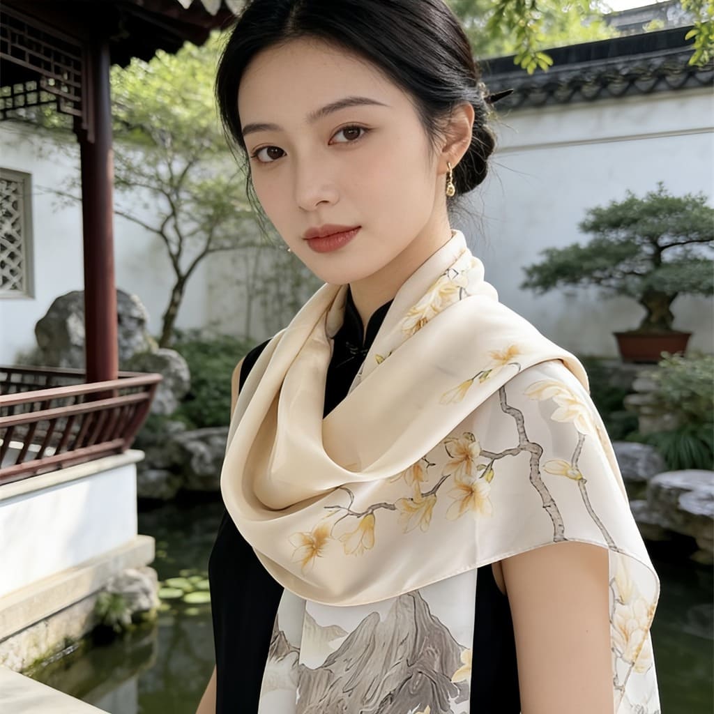 MaraSilk Pure Mulberry Silk Scarf - Oblong Crepe Satin MS830