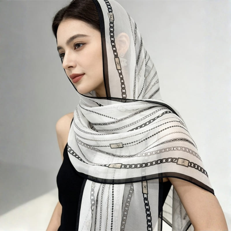MaraSilk Pure Mulberry Silk Scarf - Oblong Georgette MS928