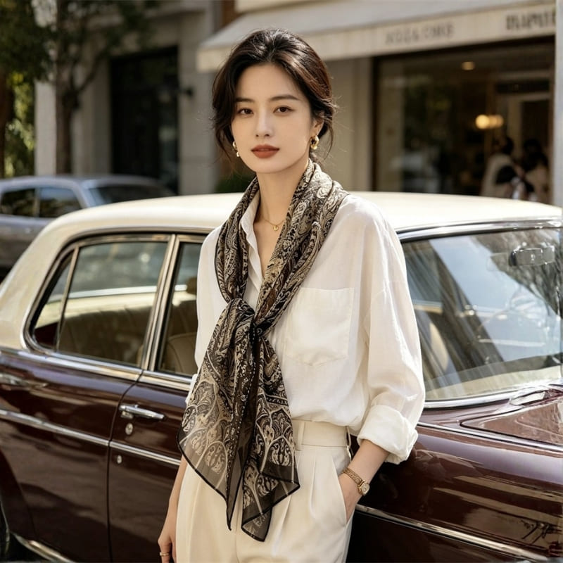 MaraSilk Pure Mulberry Silk Scarf - Oblong Georgette MS996