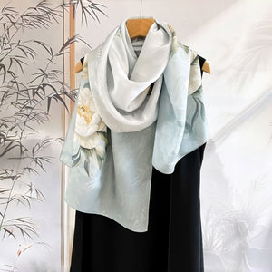 MaraSilk Pure Mulberry Silk Scarf - Oblong Jacquard Satin MS638