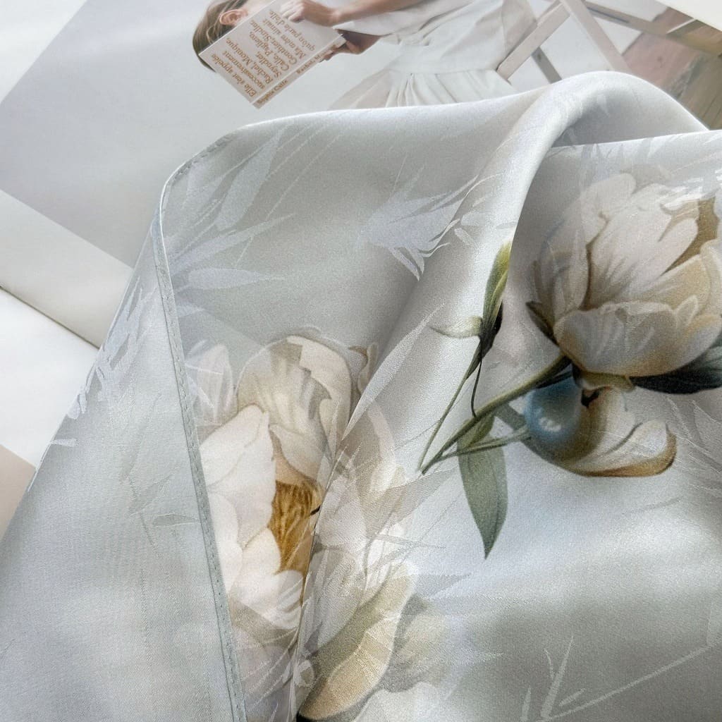 MaraSilk Pure Mulberry Silk Scarf - Oblong Jacquard Satin MS638