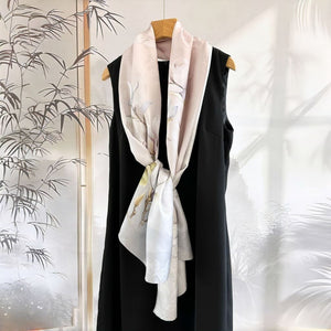 MaraSilk Pure Mulberry Silk Scarf - Oblong Jacquard Satin MS638