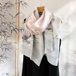 MaraSilk Pure Mulberry Silk Scarf - Oblong Jacquard Satin MS638