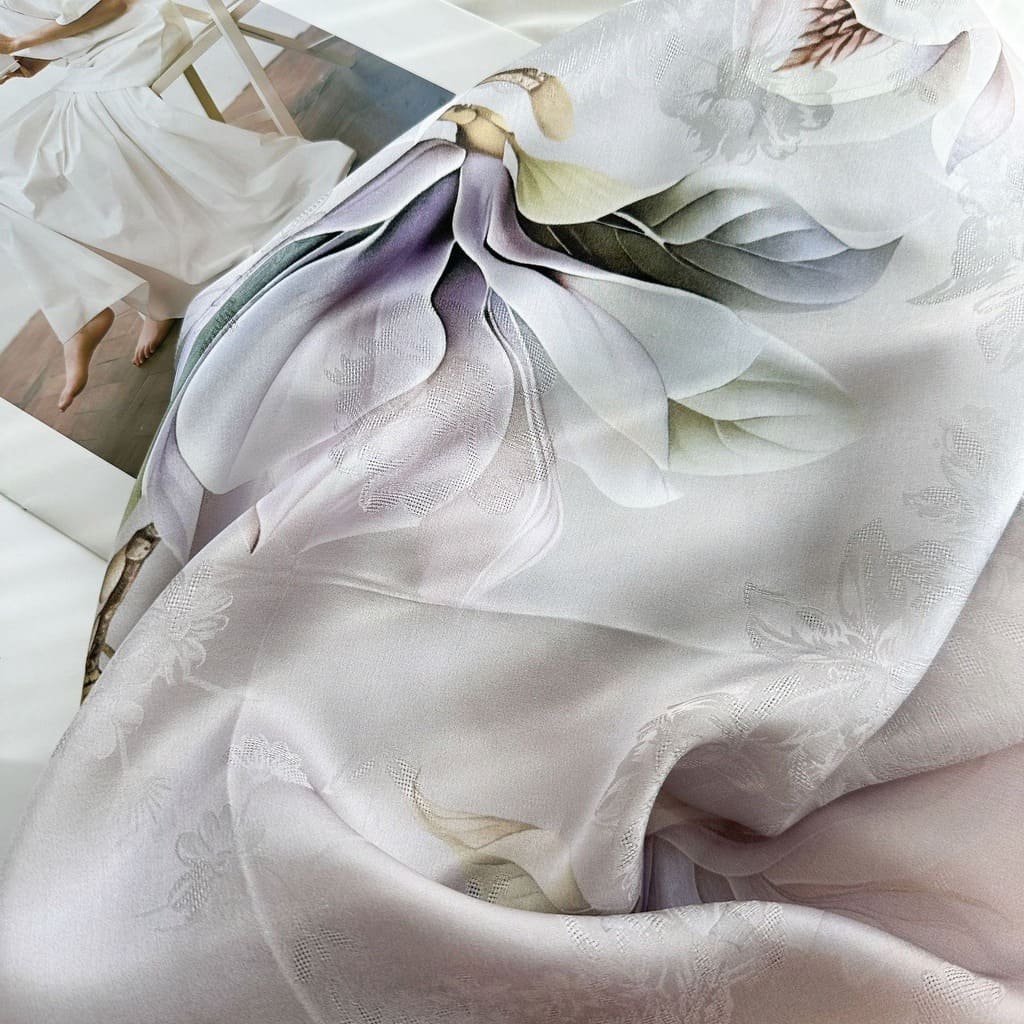 MaraSilk Pure Mulberry Silk Scarf - Oblong Jacquard Satin MS638