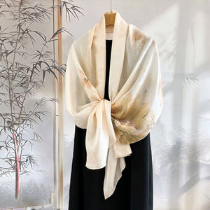 MaraSilk Pure Mulberry Silk Scarf - Oblong Jacquard Satin MS638