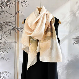 MaraSilk Pure Mulberry Silk Scarf - Oblong Jacquard Satin MS638