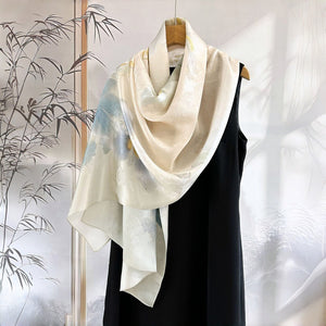 MaraSilk Pure Mulberry Silk Scarf - Oblong Jacquard Satin MS638