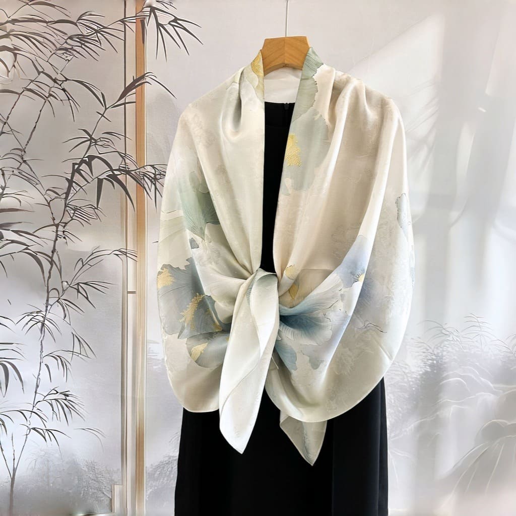 MaraSilk Pure Mulberry Silk Scarf - Oblong Jacquard Satin MS638