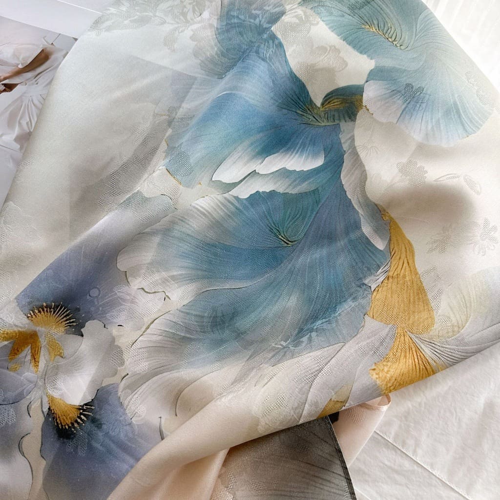 MaraSilk Pure Mulberry Silk Scarf - Oblong Jacquard Satin MS638