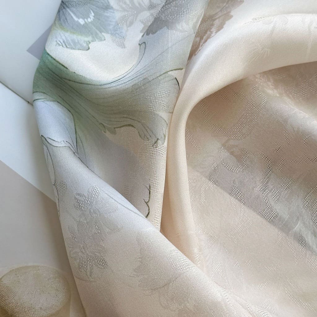 MaraSilk Pure Mulberry Silk Scarf - Oblong Jacquard Satin MS638