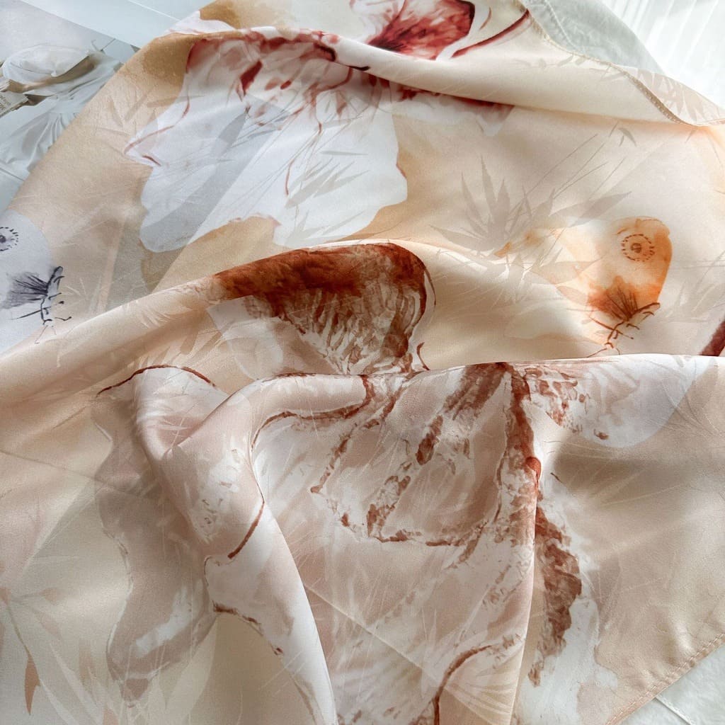 MaraSilk Pure Mulberry Silk Scarf - Oblong Jacquard Satin MS638