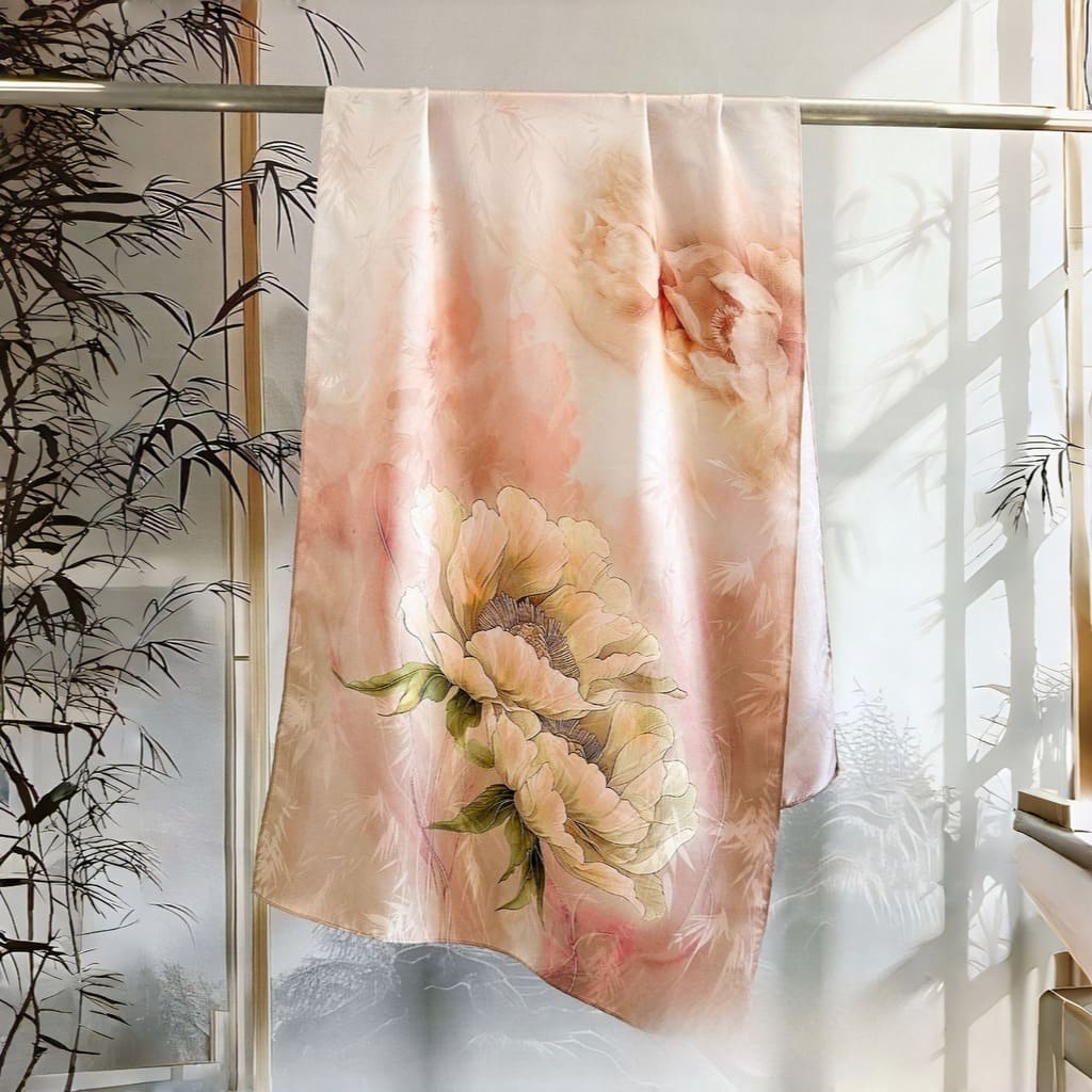 MaraSilk Pure Mulberry Silk Scarf - Oblong Jacquard Satin MS638 66" x 21" MS63806