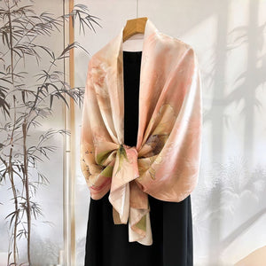 MaraSilk Pure Mulberry Silk Scarf - Oblong Jacquard Satin MS638