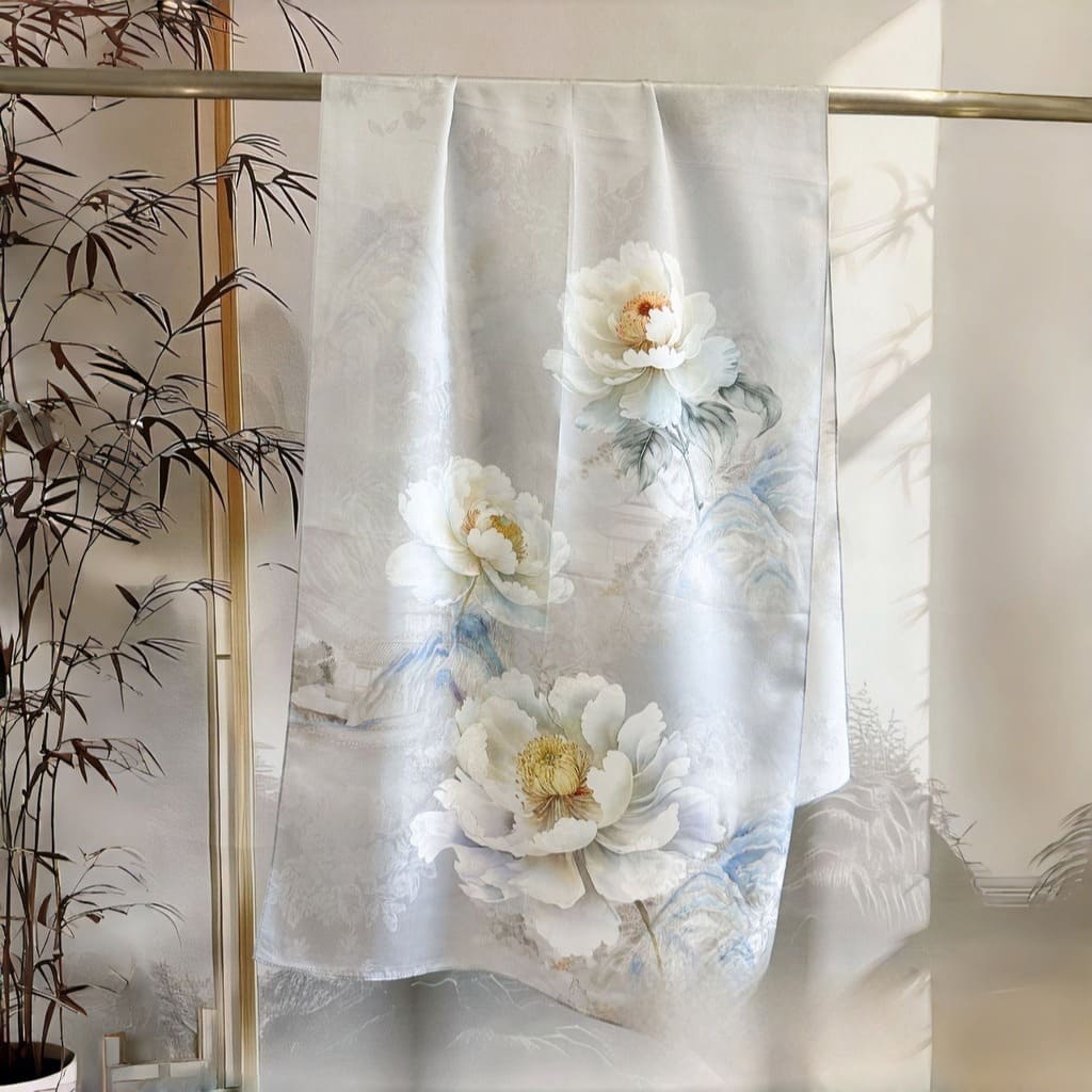 MaraSilk Pure Mulberry Silk Scarf - Oblong Jacquard Satin MS638 66" x 21" MS63807