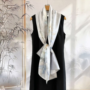 MaraSilk Pure Mulberry Silk Scarf - Oblong Jacquard Satin MS638