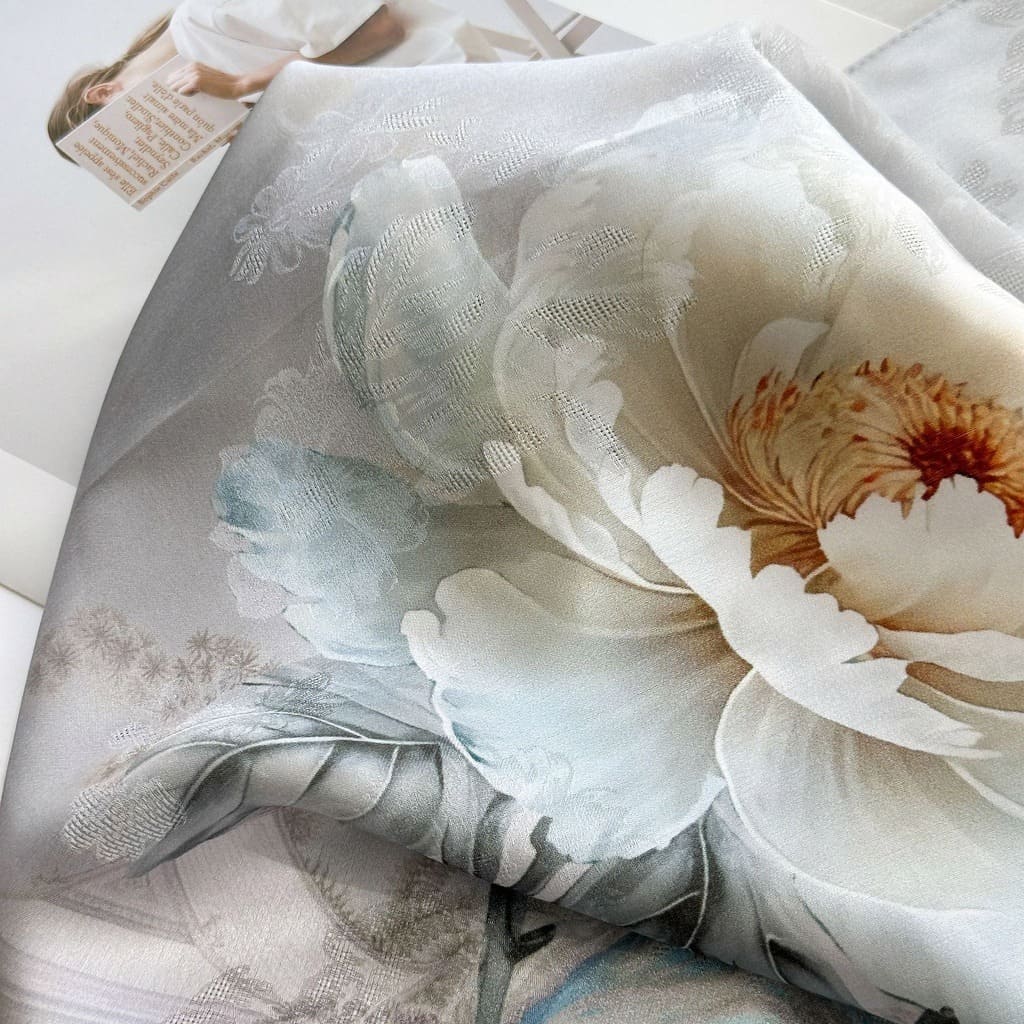 MaraSilk Pure Mulberry Silk Scarf - Oblong Jacquard Satin MS638