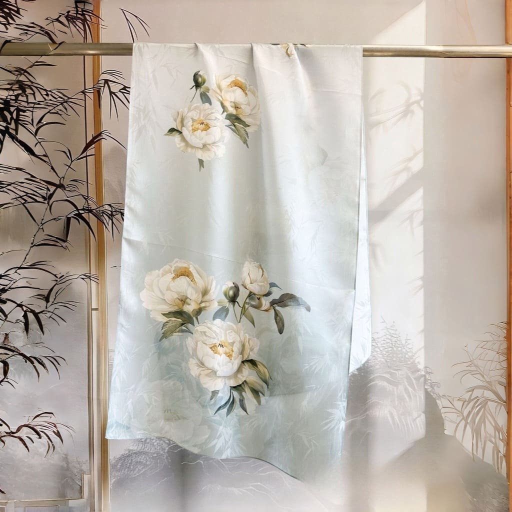 MaraSilk Pure Mulberry Silk Scarf - Oblong Jacquard Satin MS638 66" x 21" MS63801