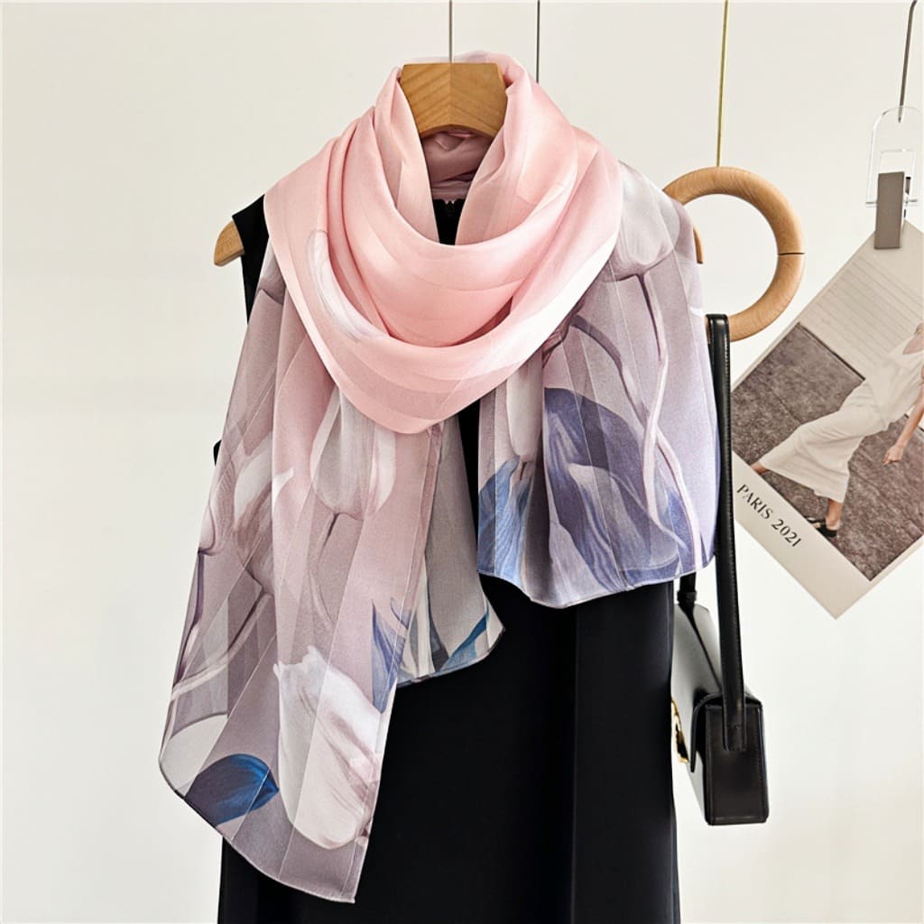 MaraSilk Pure Mulberry Silk Scarf - Oblong Satin Stripe MS632